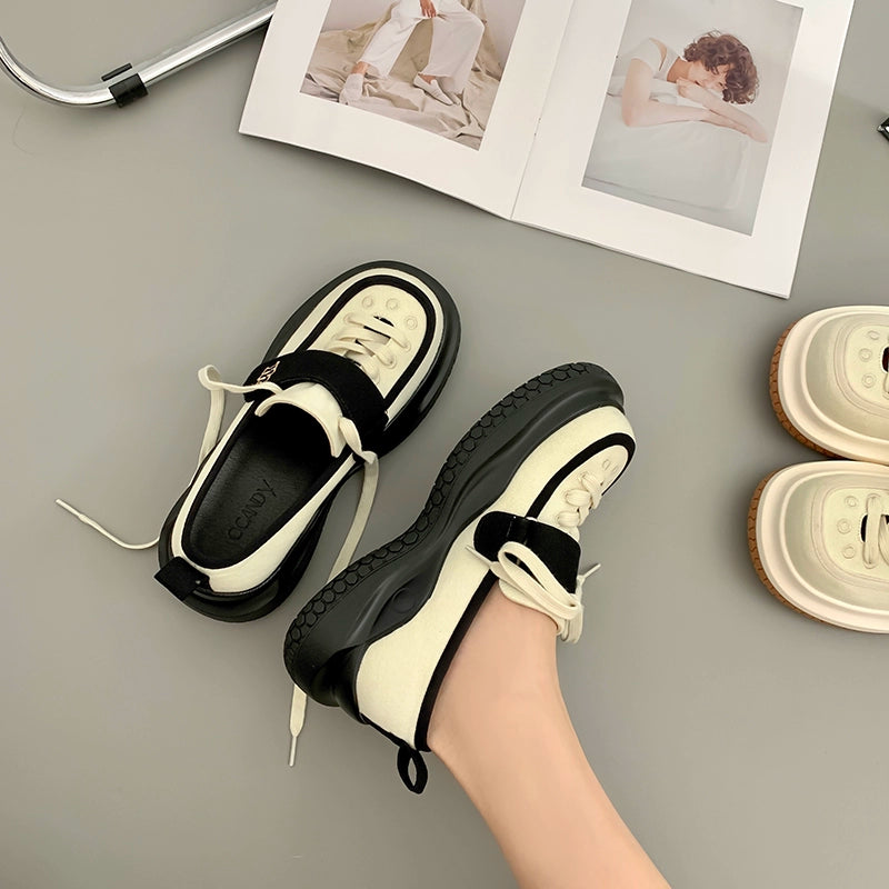 Mary Jane Canvas Shoes for Women 2022 Summer New Arrival Big Head Velcro Stylish Thick Sole Casual Elevator Shoes Women
