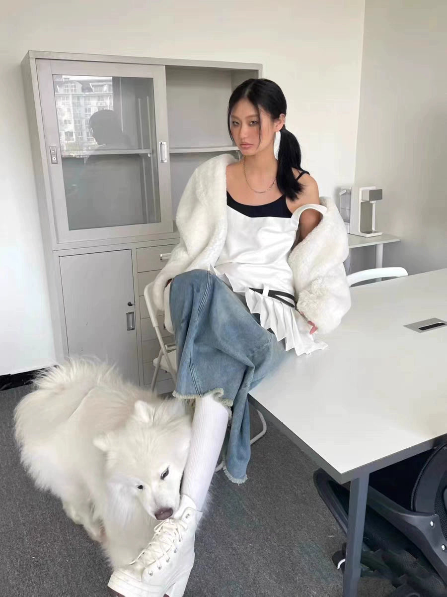 2023 Spring & Fall New High Heels Retro Chunky Heel Shoes High-Top Lace up round Toe Canvas Shoes Fashionable All-Matching Women's