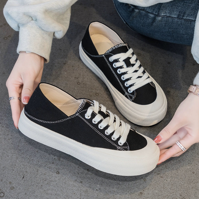 Ccvv K-style Casual Low Ankle Soft Bottom Canvas Women's Shoes