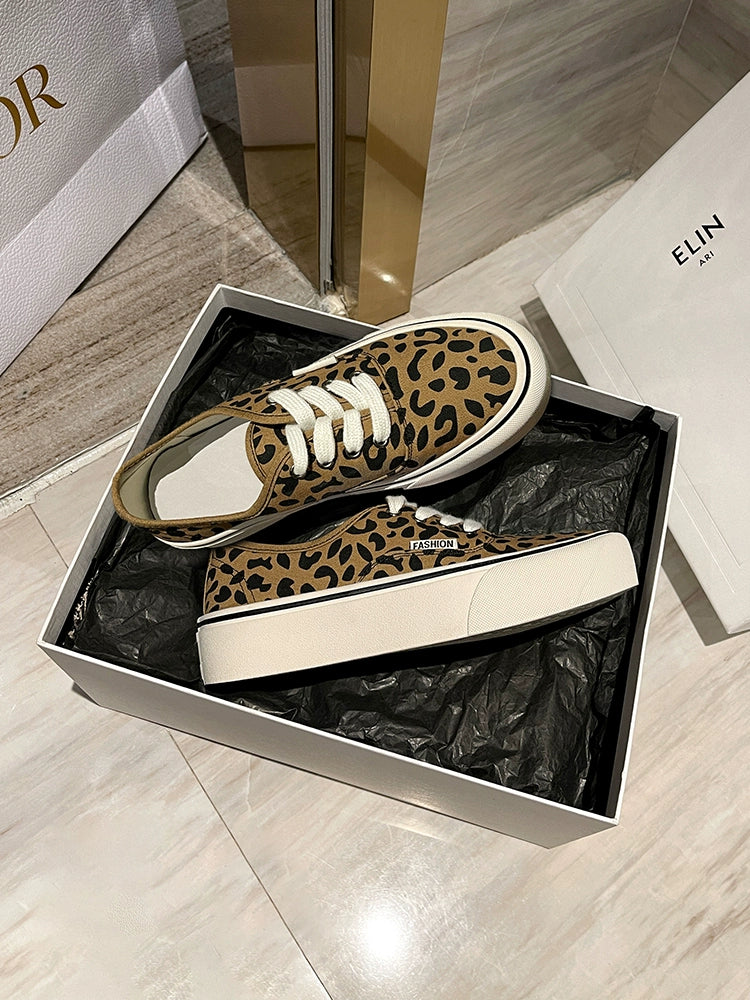 One Pedal Increased 2024 Spring Niche Style Leopard Shoes
