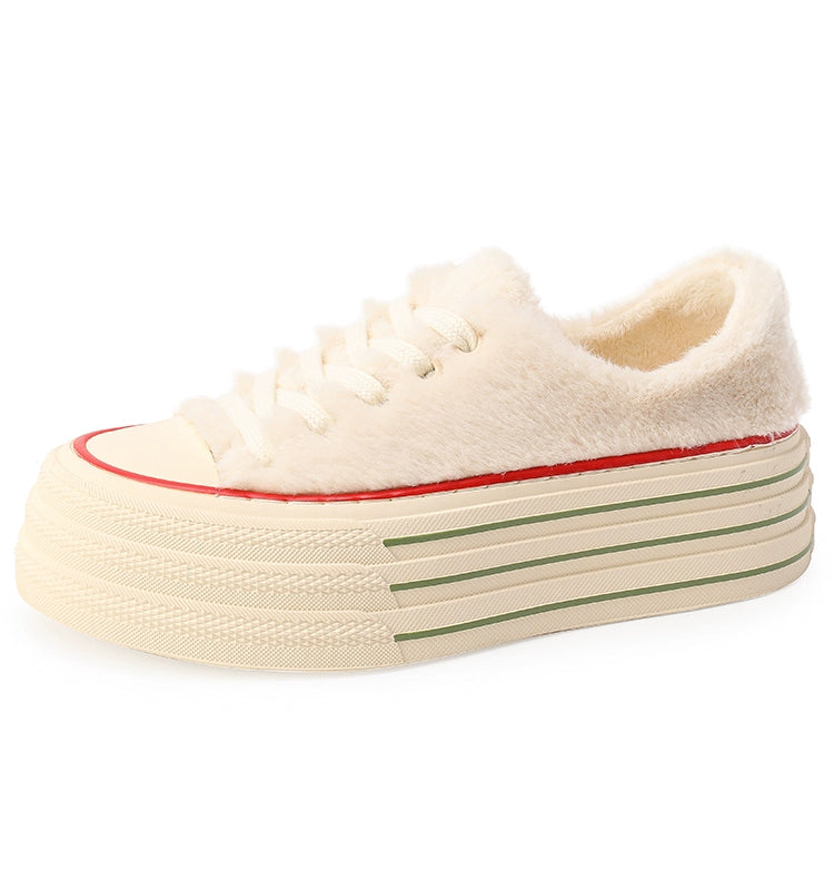 Fluffy Shoes Female Autumn and Winter Outer Wear 2023 New Arrival Platform White Shoes Warm plus Velvet Cotton Shoes Plush Shoes Elevator Shoes
